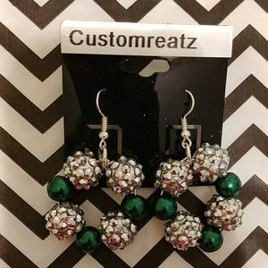 Handmade green with envy bling earrings